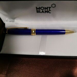 Montblanc ballpoint pen in blue gold clip